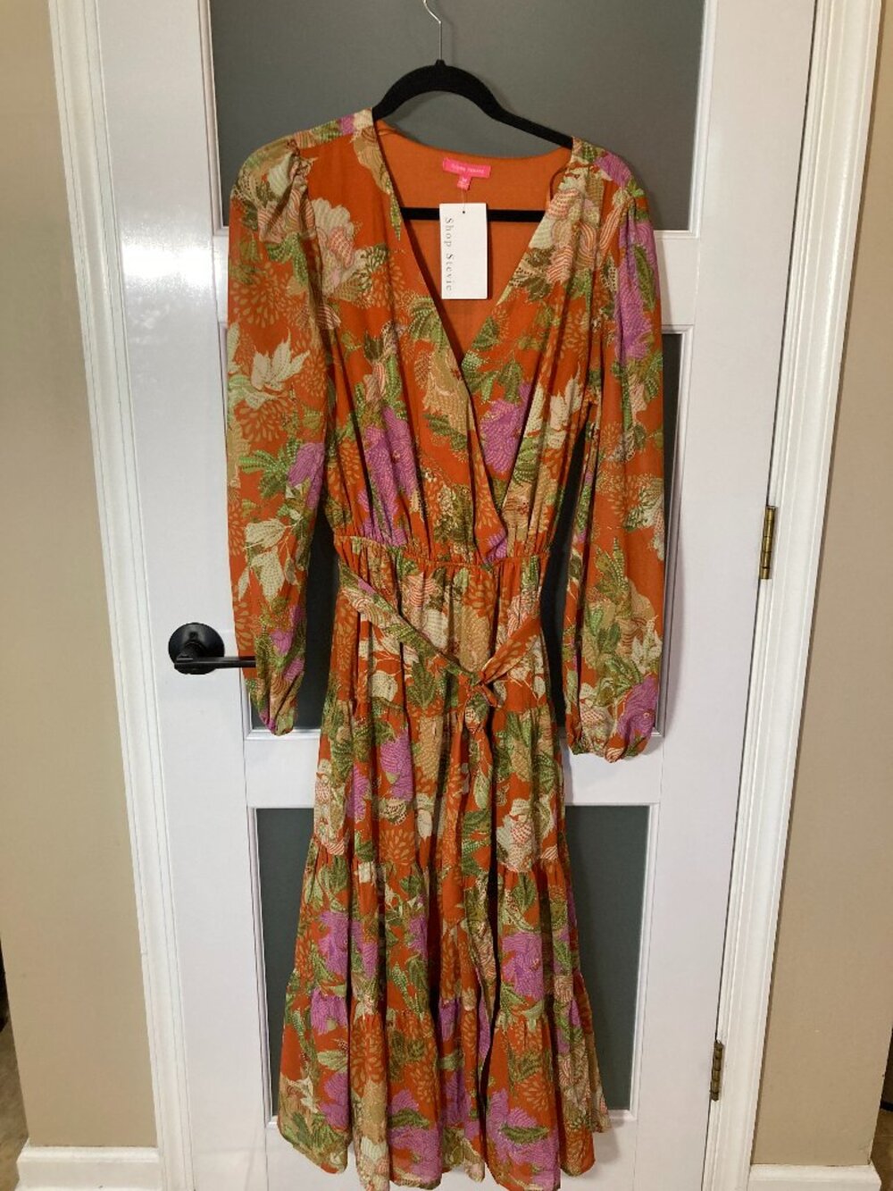 NWT Flying Tomato Kendal Floral Boho Wrap Maxi Dress Rust Terracotta Orange M